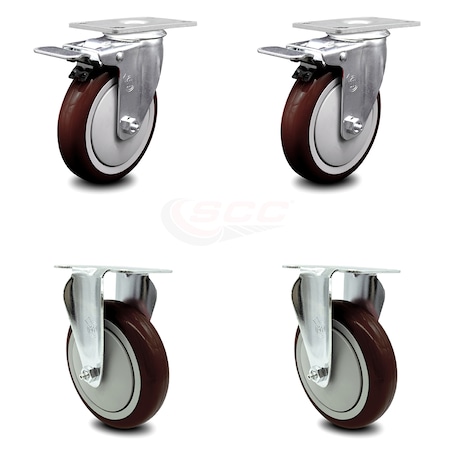 Service Caster Cambro Ultra Pan Carrier Caster with Brakes and 2 Rigid Replacement Set - SCC CAM-SCC-TTL20S514-PPUB-MRN-2-R-2